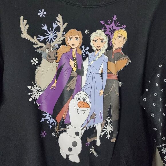 Disney Frozen Graphic Light Up Long Sleeve Pullover Sweater Black Size Small - Picture 4 of 11